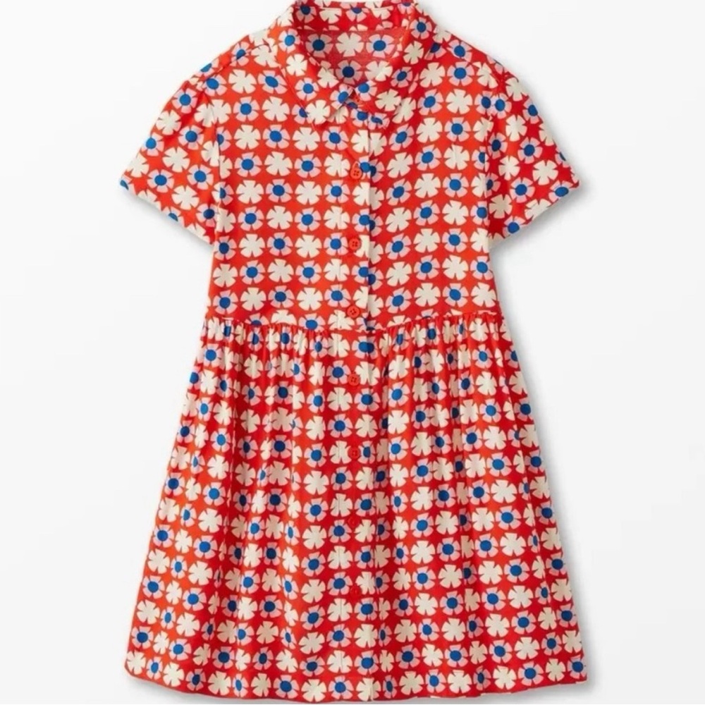 Hanna Anderson Far Out Flowers on Orange Spice Mommy & Me Dress (size:Large)